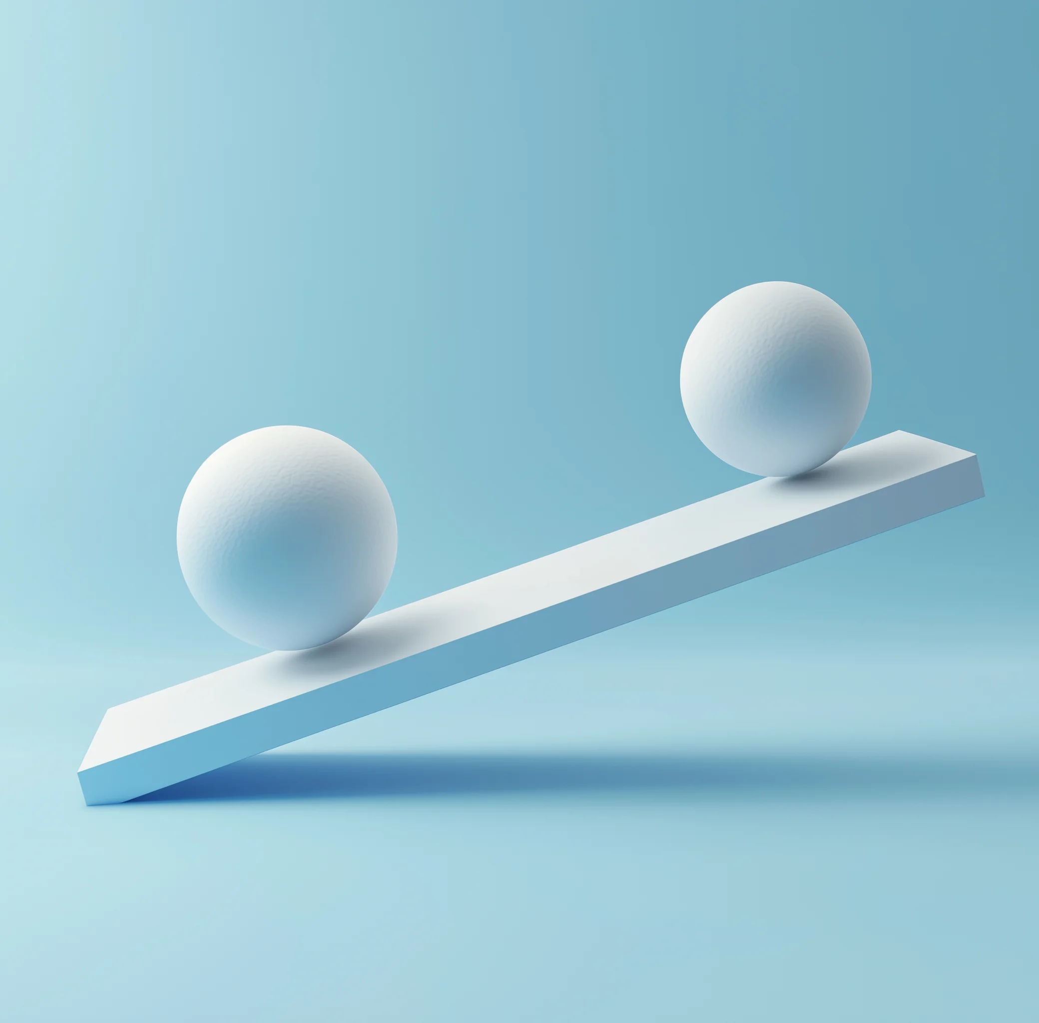 Two white color balls balancing