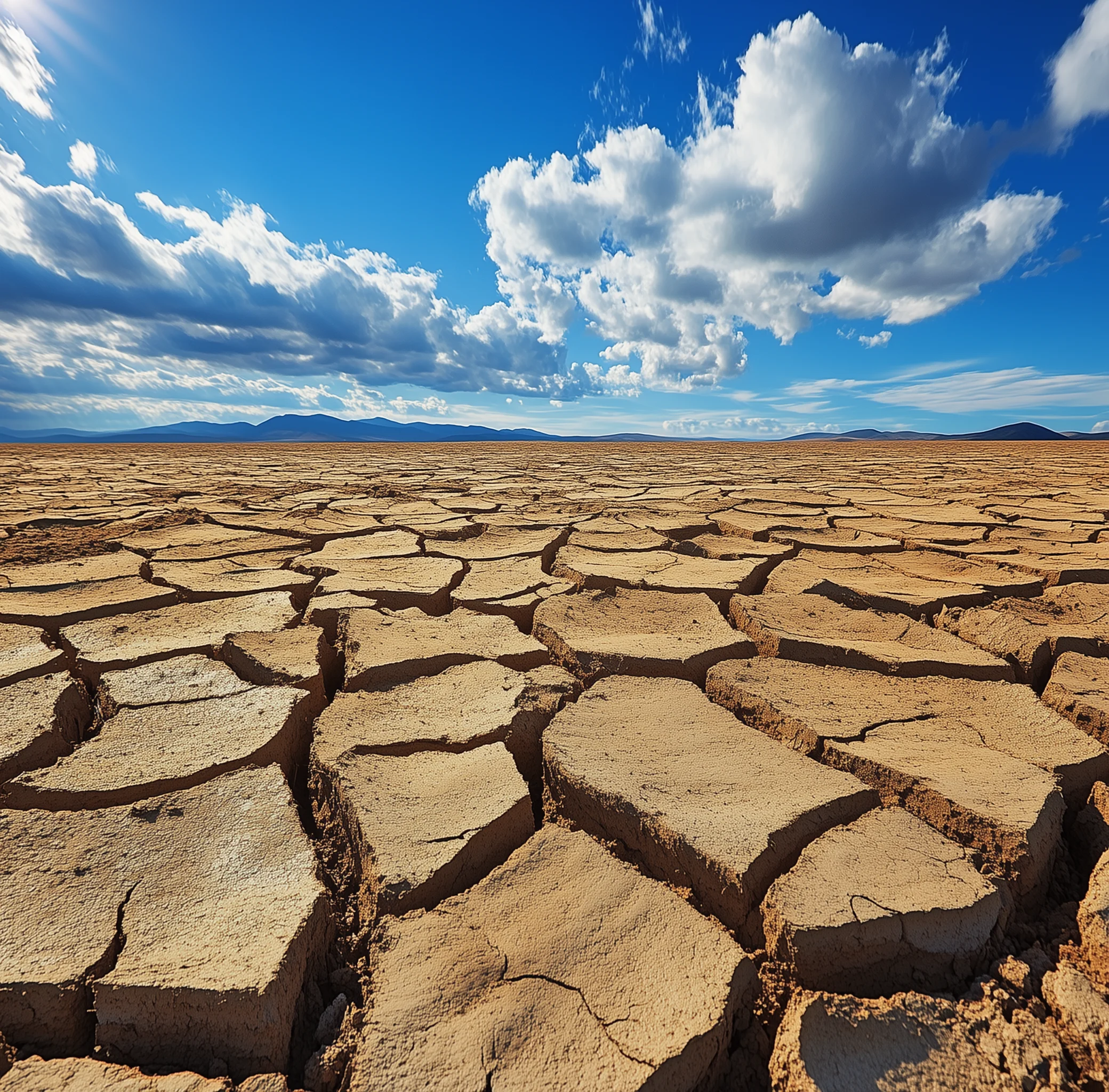 A land area with floor cracks dried without water