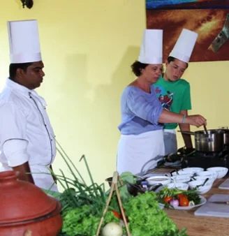 Guests engaging in a cooking class at CIC agri resort