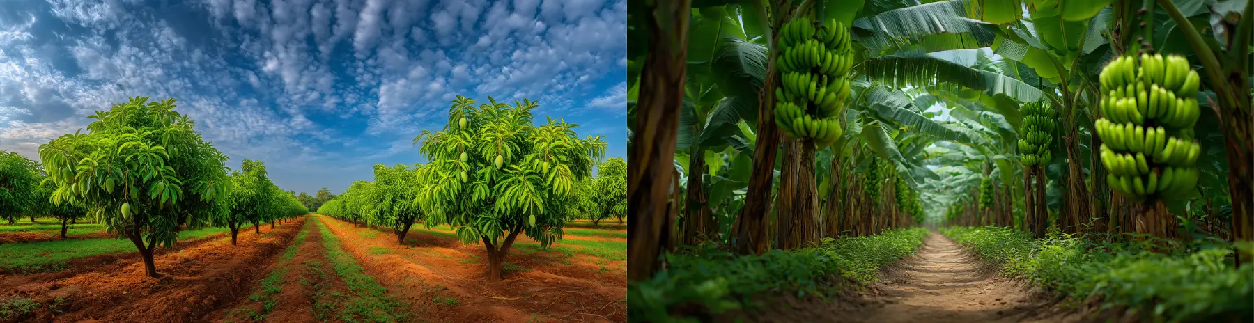A person walking in a banana plantation