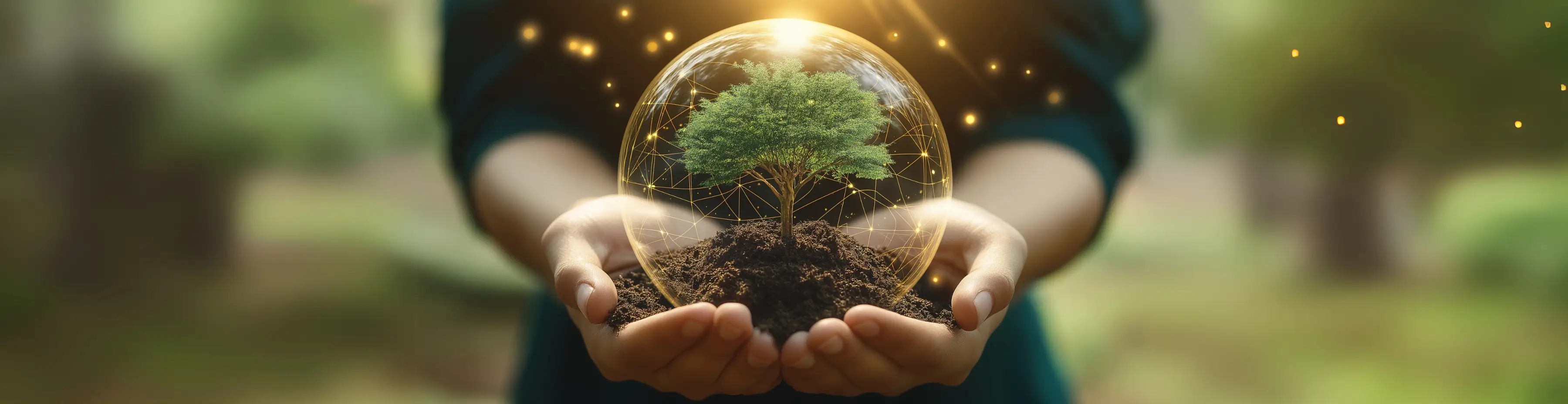 A plant in a globe in hand