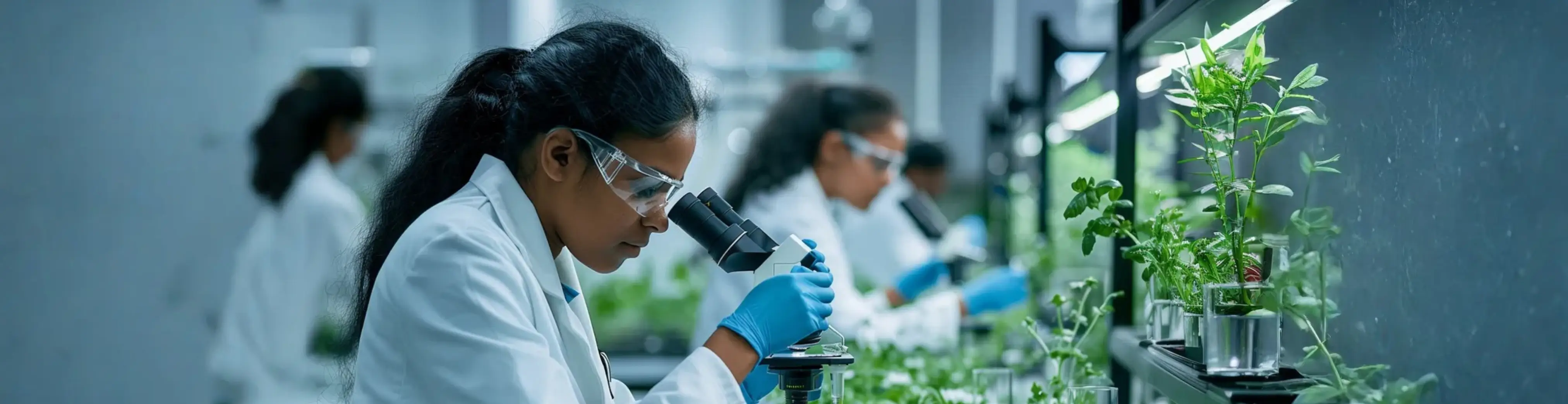 Female CIC seed laboratory employees conducting seed tests