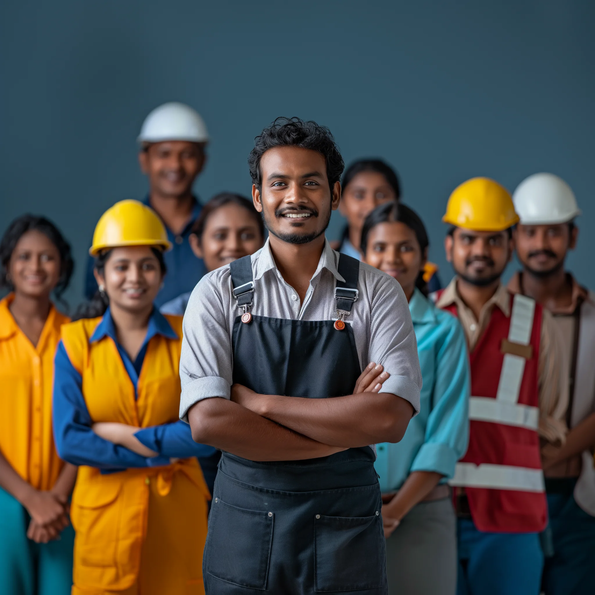 Few male and female employees of different categories of CIC holdings in a group photograph